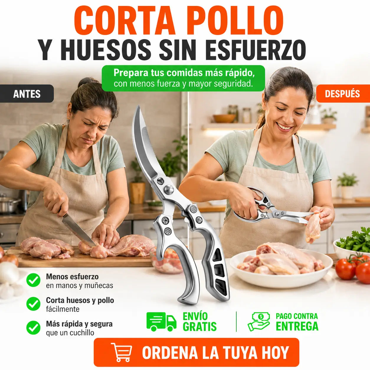 Tijera ChefMax™- Corta Pollo y Huesos Sin Esfuerzo en Segundos